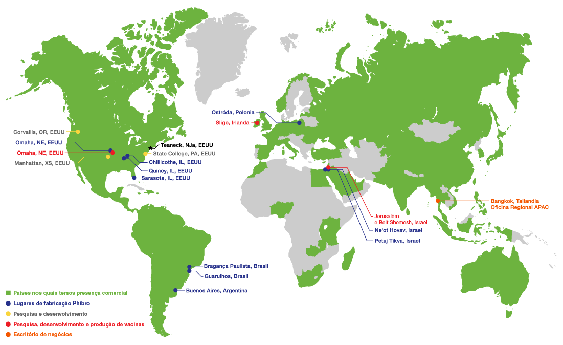 Phibro, presencia comercial, fabricación, investigación y desarrollo en el mundo